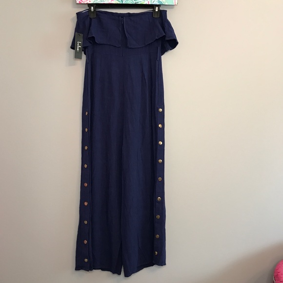 Lulus jumpsuit with button legs size S navy blue - Picture 6 of 6
